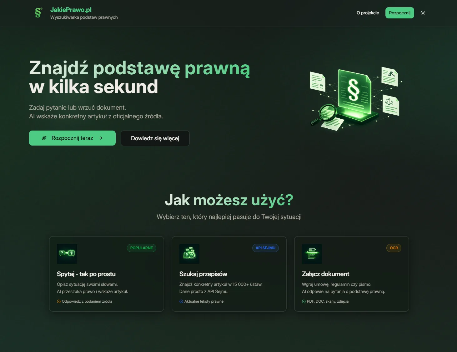Zrzut ekranu:JakiePrawo.pl